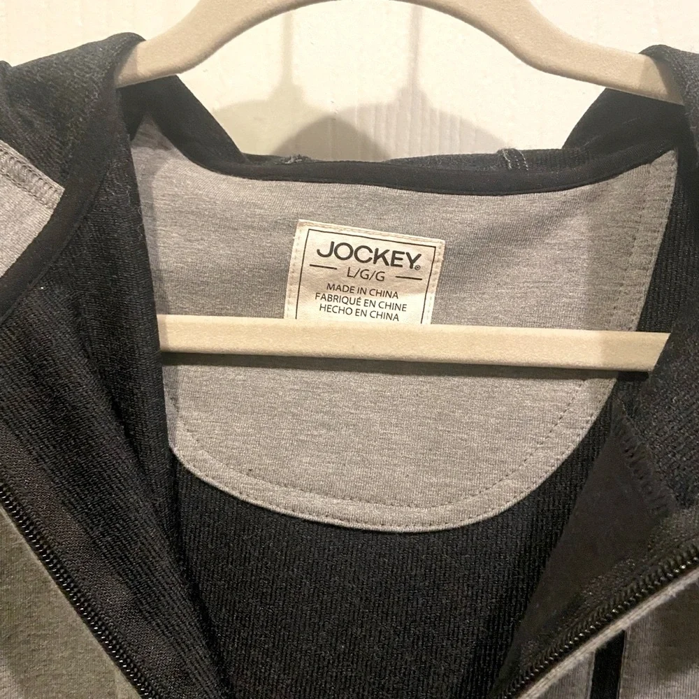 Jockey Full Zip Hoodie Men's Size Large Medium Grey